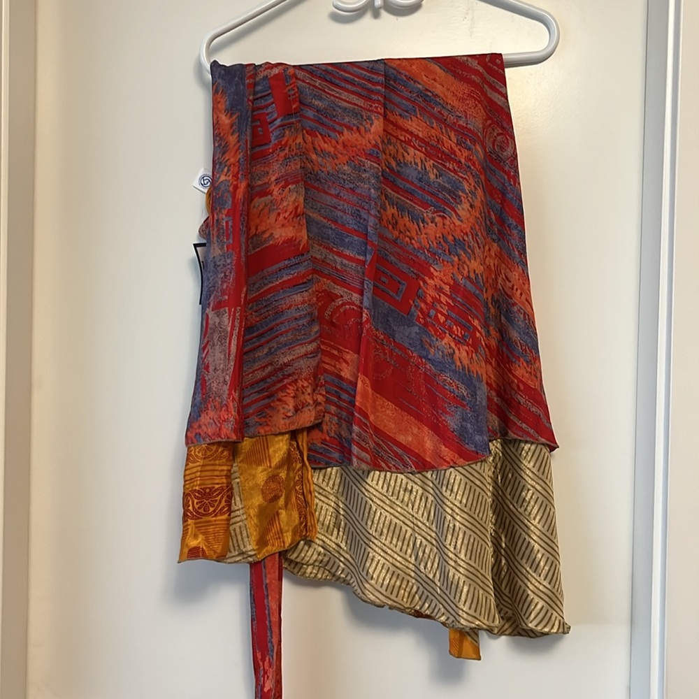 Sari silk wrap skirt